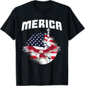 Merica July 4th Statue of Liberty Eagle American Flag T-Shirt for Women Kids Men