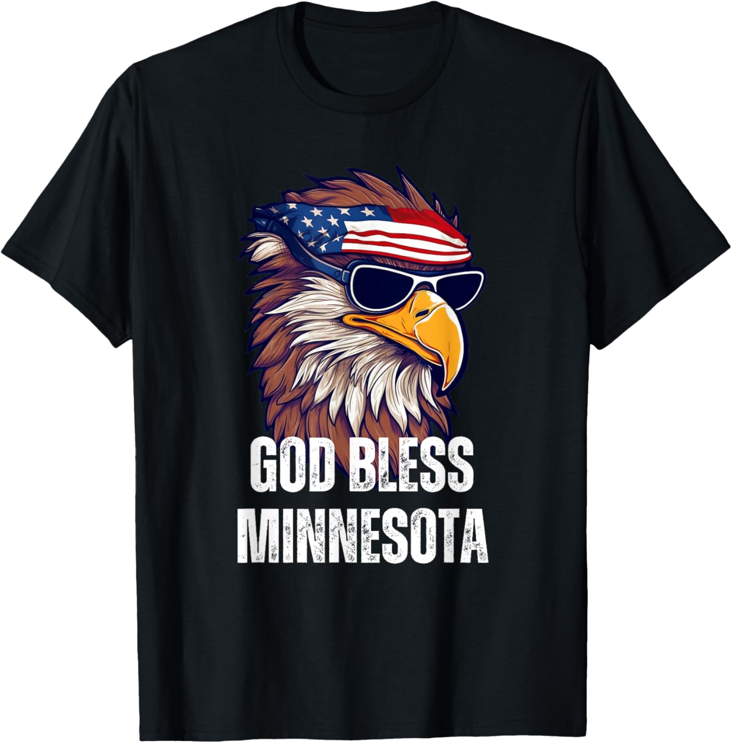 God Bless Minnesota - Patriotic Bald Eagle American Flag