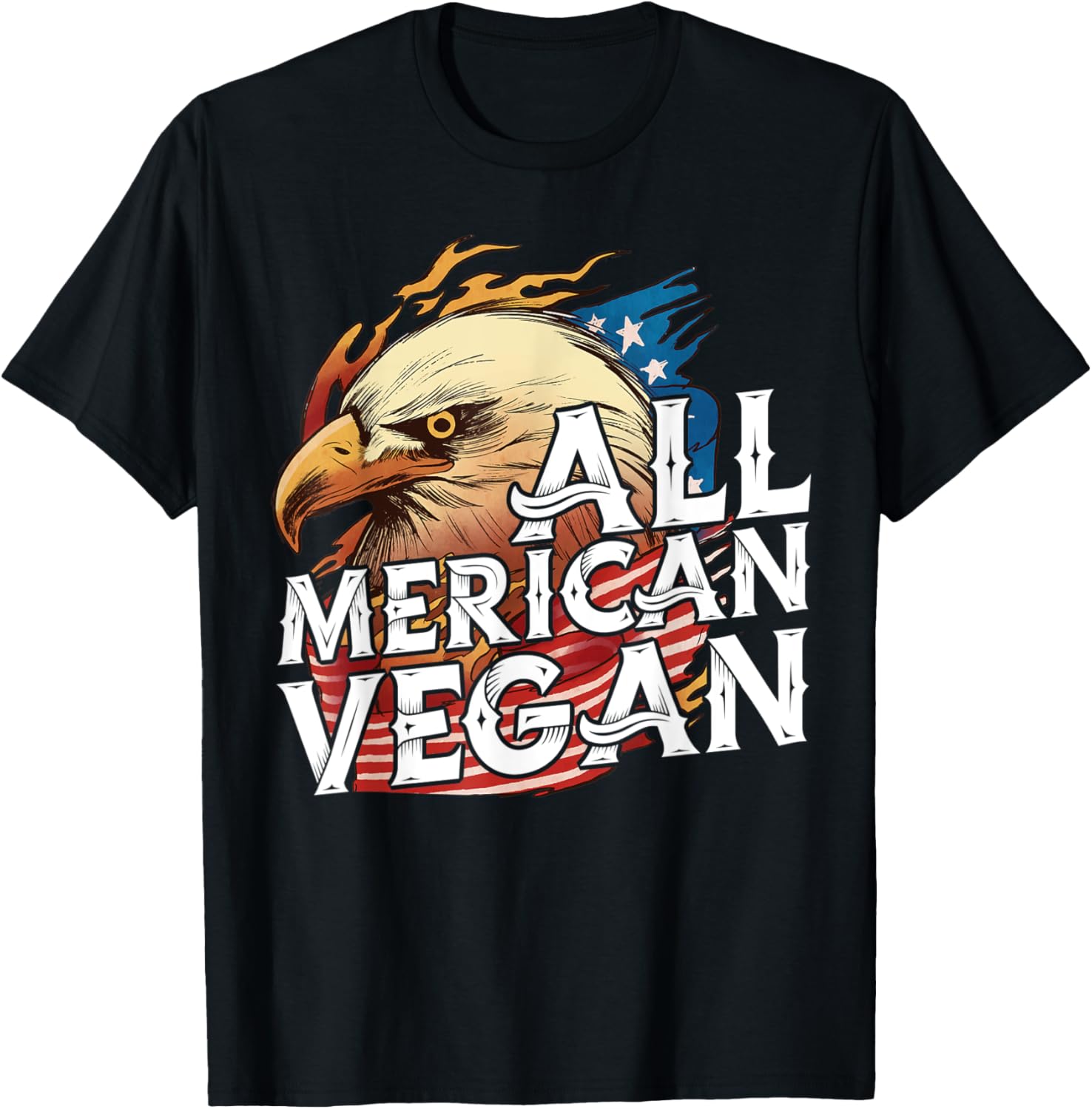 All Merican Vegan 4th of July Day Eagle USA Flag American