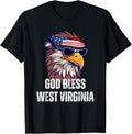 God Bless West Virginia - Patriotic Bald Eagle American Flag T-Shirt for Women Kids Men