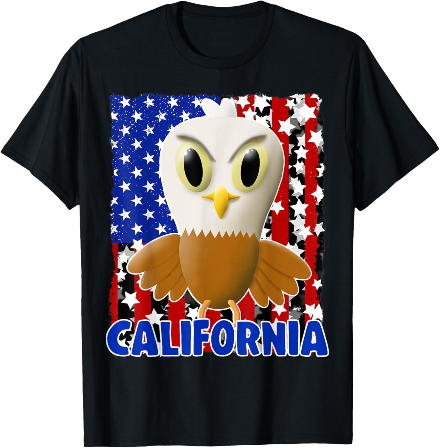 Kids California Bald Eagle Tshirt American Flag Boys Girls