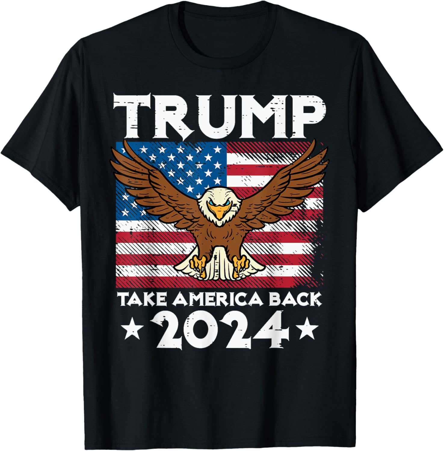 Trump 2024 Eagle American Flag T-Shirt for Women Kids Men