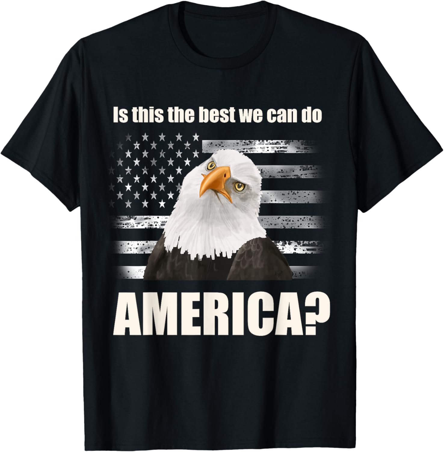 Patriotic Angry Eagle and American Flag Art T-Shirt for Women Men