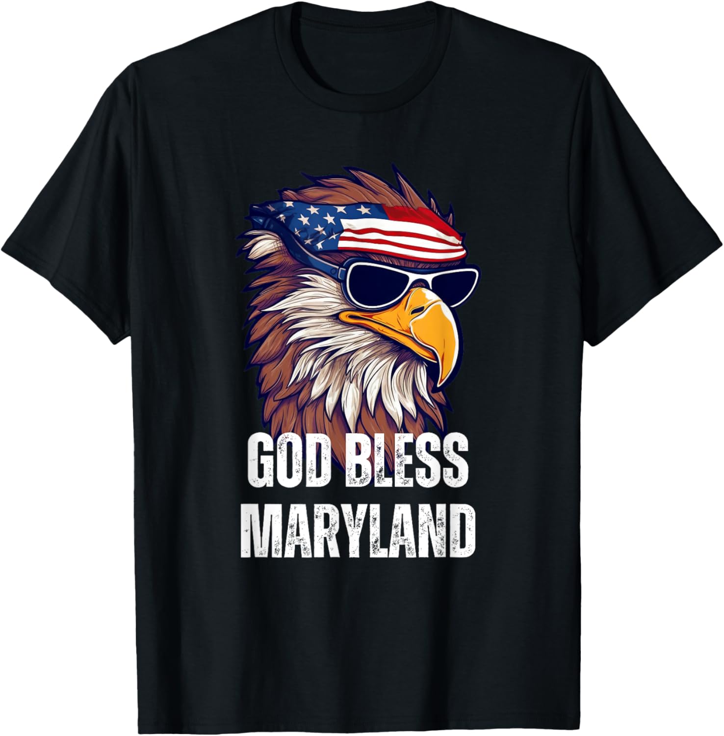 God Bless Maryland - Patriotic Bald Eagle American Flag