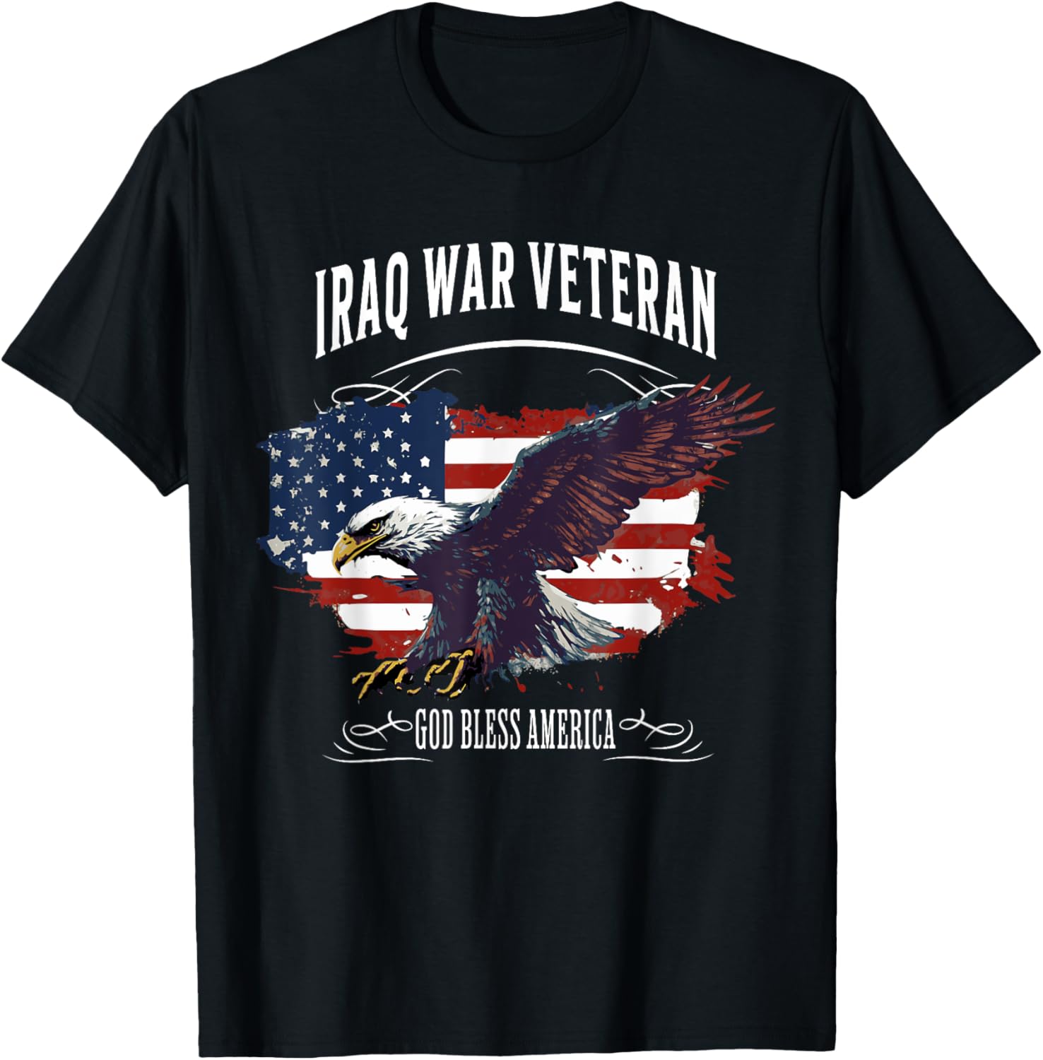 Iraq War Veteran God Bless American American Flag Bald Eagle