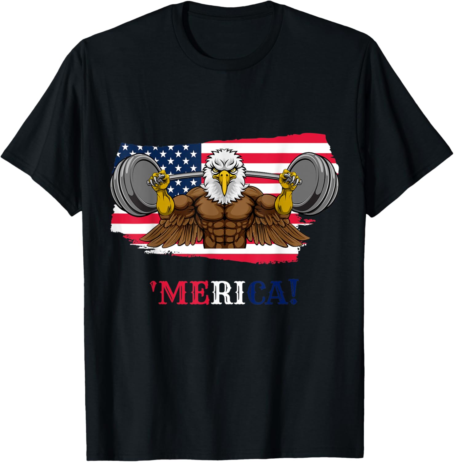 Strong Patriotic American Bald Eagle with American Flag