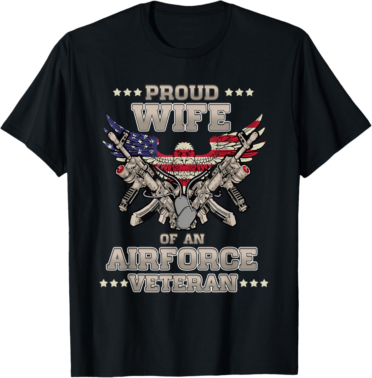 Proud Wife Airforce Veteran American Flag Eagle Hero Spouse