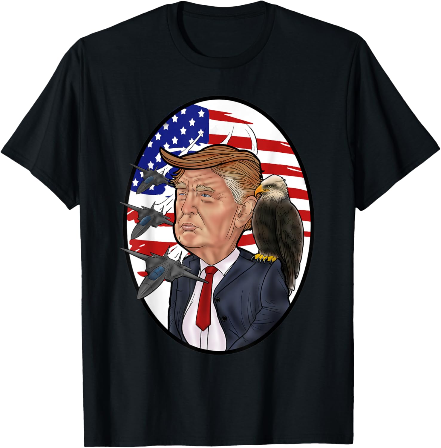 4th of July Trump Shirt American Flag Military Jets Eagle T-Shirt for Women Kids Men