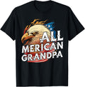 All Merican Grandpa 4th of July Day Eagle USA Flag American T-Shirt for Men
