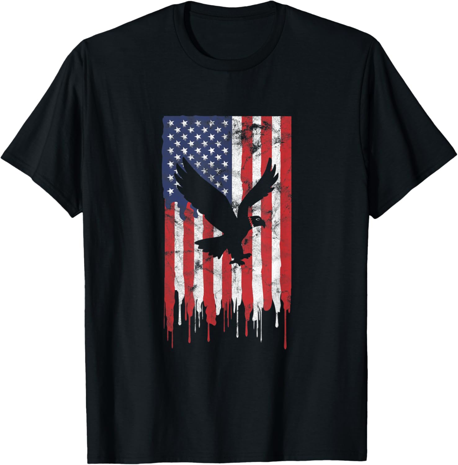 Dripping Paint American Flag & Eagle - July 4th T-Shirt for Women Kids Men