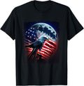 Usa America patriotic eagle under Moon with American Flag