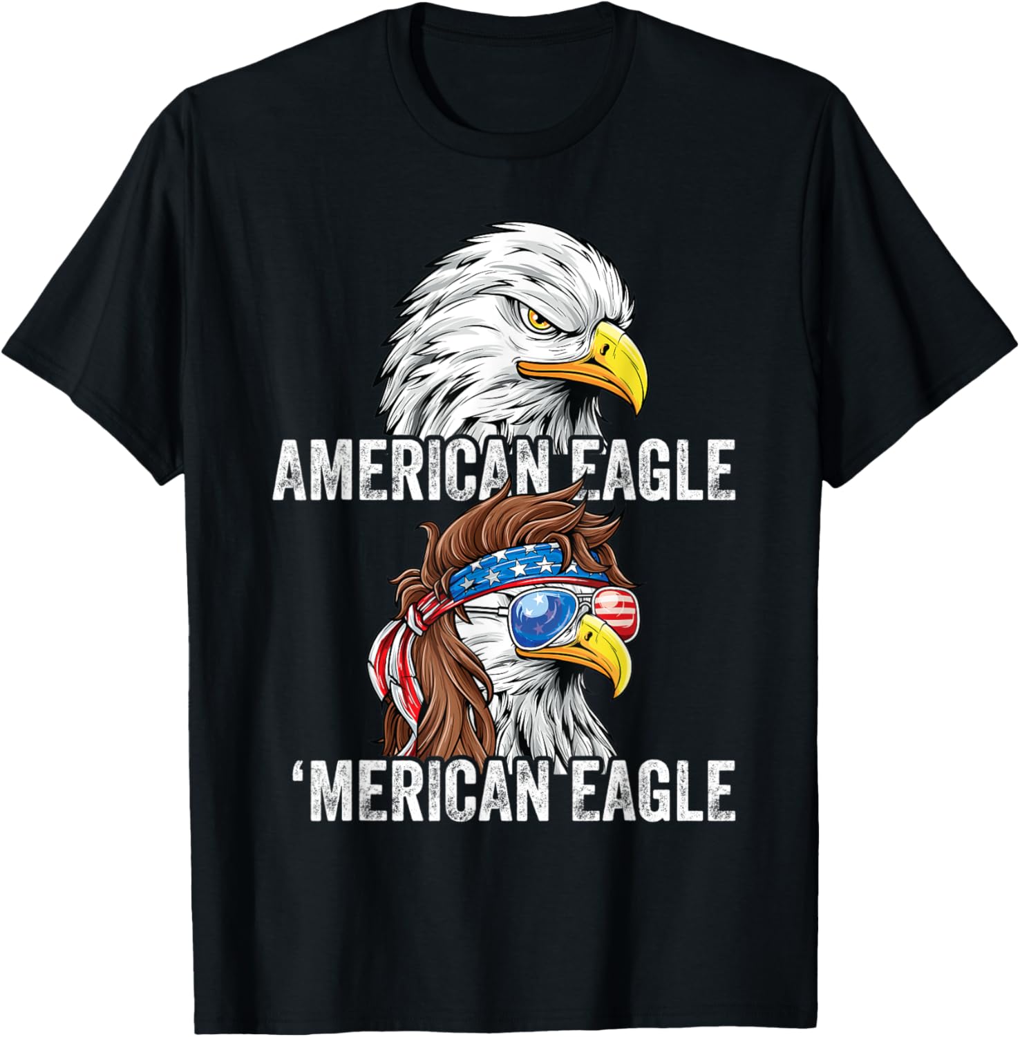 American Bald Eagle USA Flag Patriotic Funny Merican Eagle T-Shirt for Women Kids Men