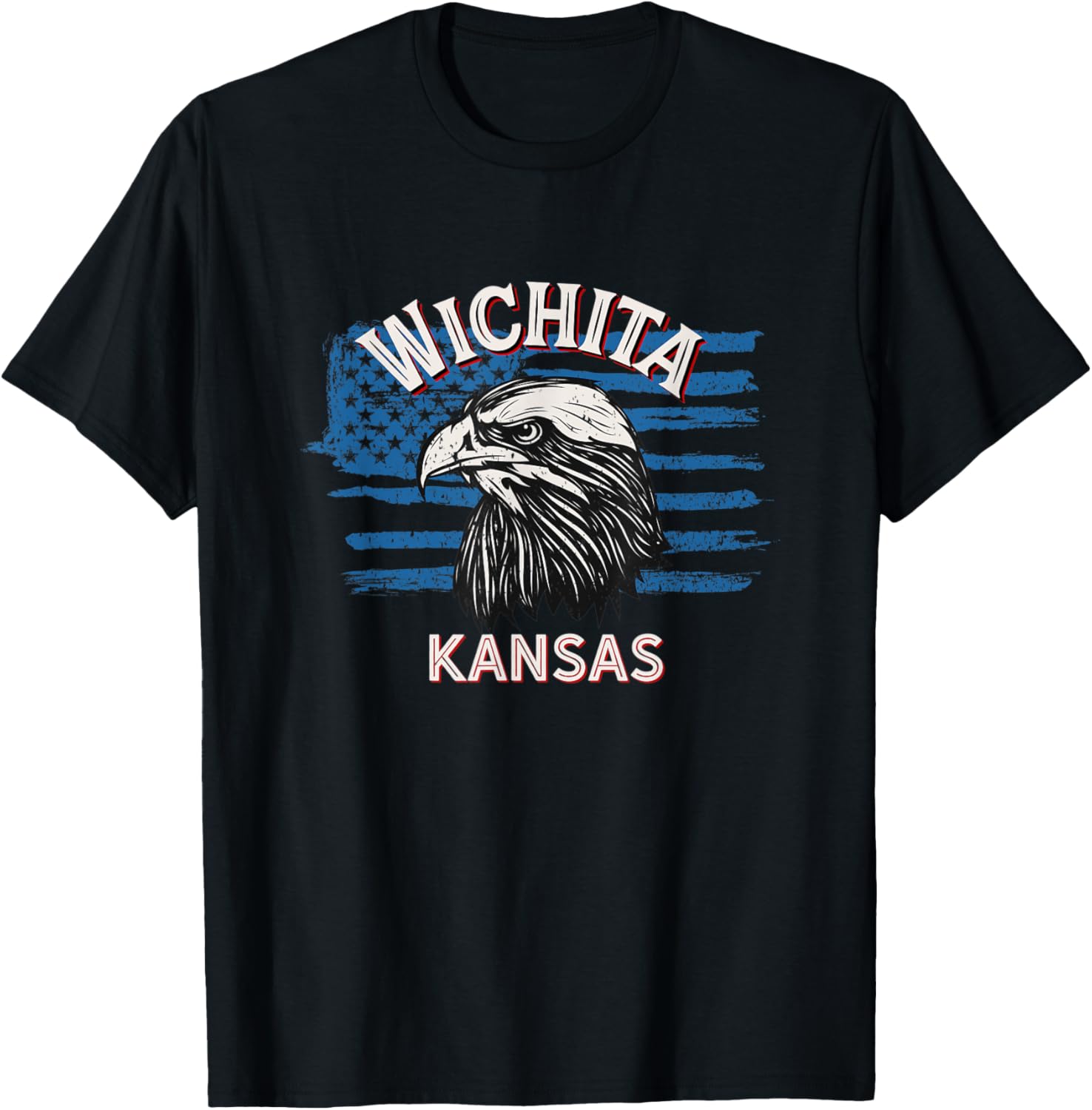 Retro Eagle USA Flag Kansas - Vintage Wichita