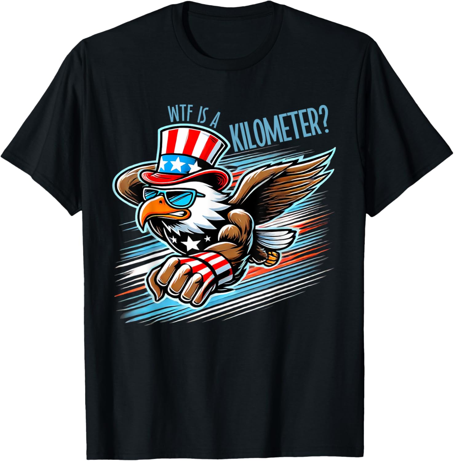 WTF Is A KiloMeter USA Flag 4th Of July Eagle T-Shirt for Women Men