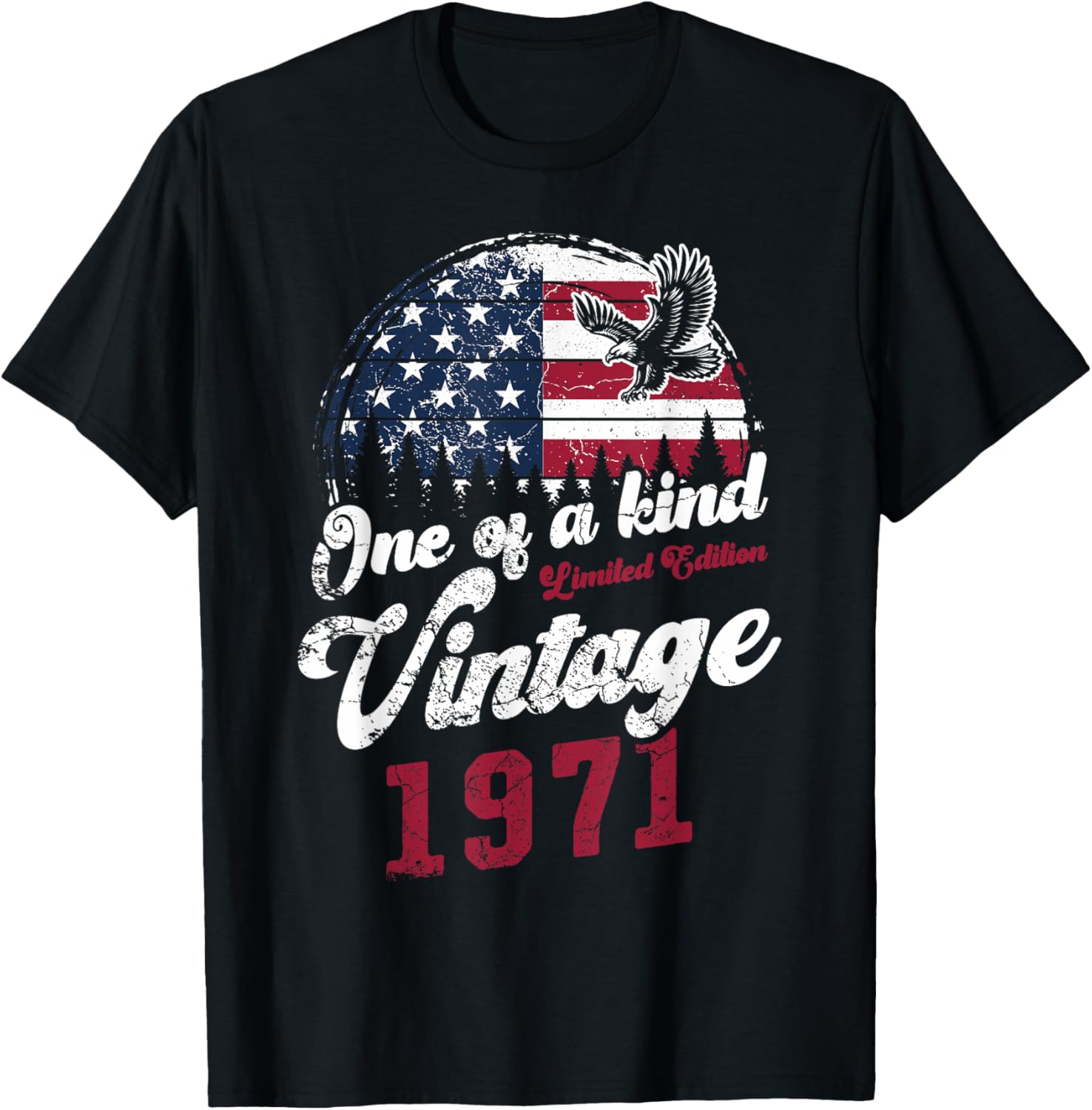 Vintage 1971 Birthday 54 Years American Flag Patriotic Eagle T-Shirt for Women Men