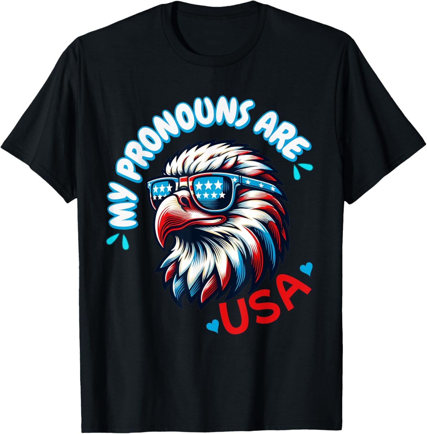 My Pronouns Are USA Bald Eagle American Funny 4th of July