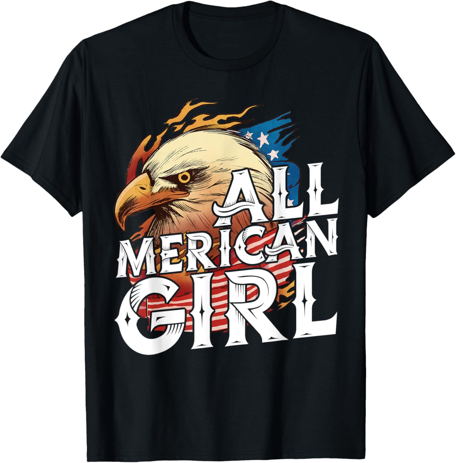 All Merican Girl 4th of July Day Eagle USA Flag American
