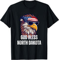 God Bless North Dakota - Patriotic Bald Eagle American Flag