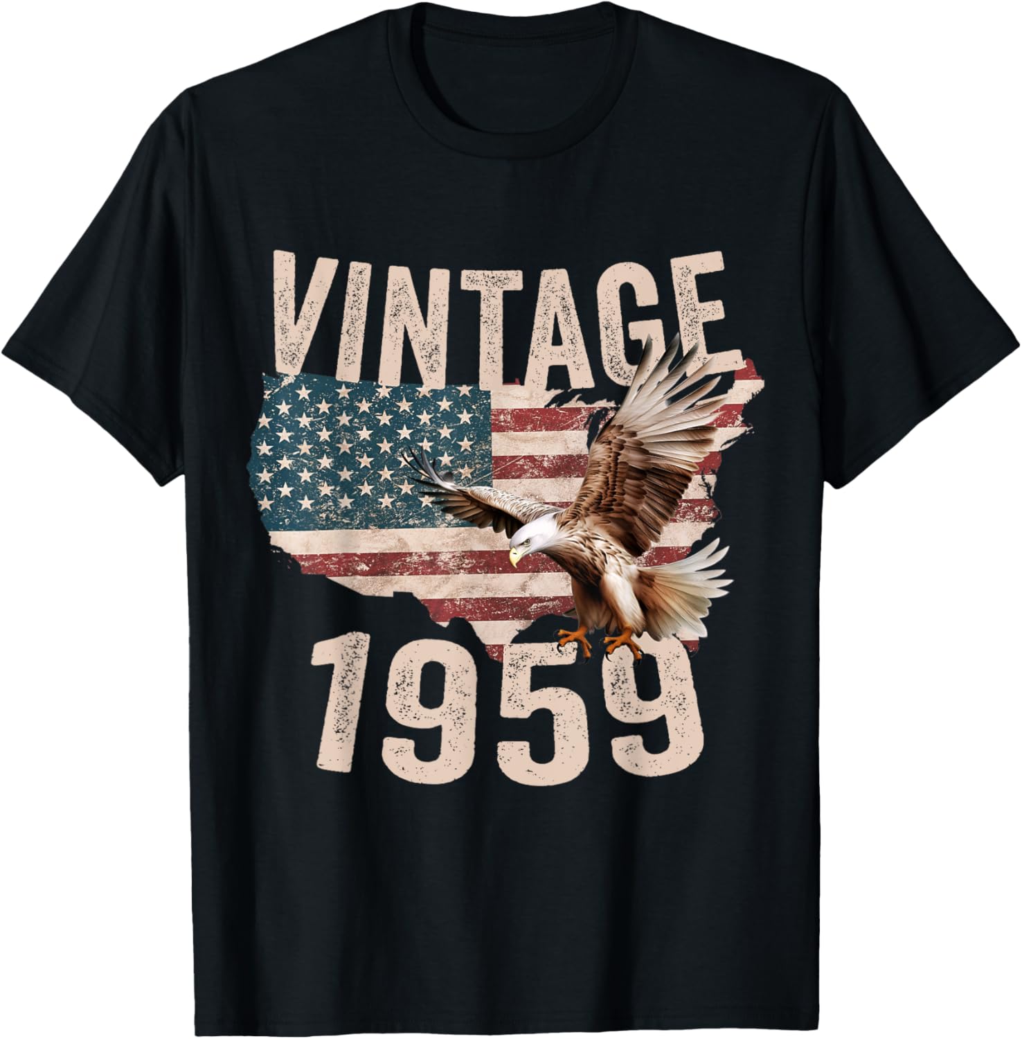 Vintage 1959 Bald Eagle American Flag Country
