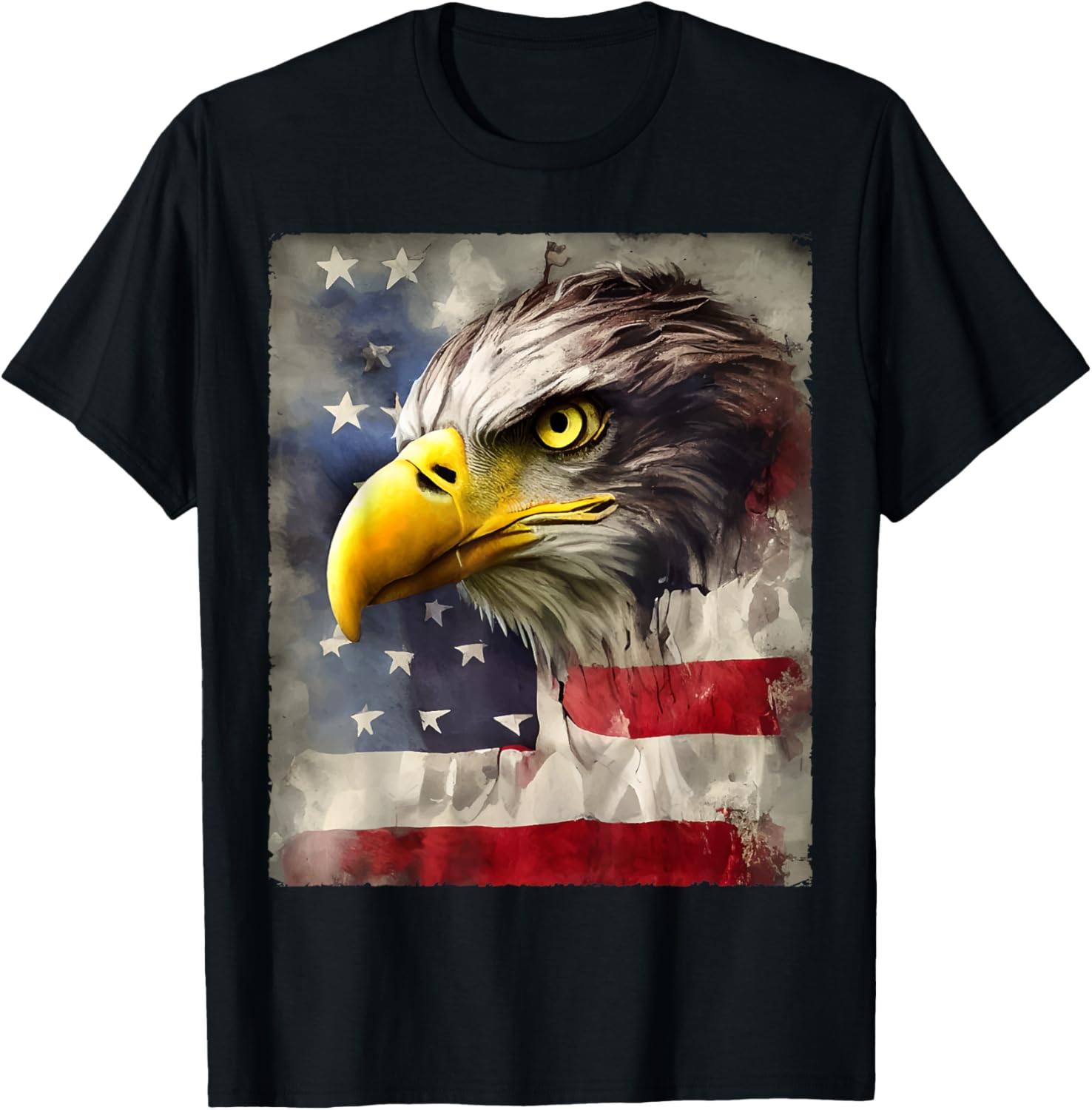 Art Painting American Bald Eagle With USA Flag 4th of July