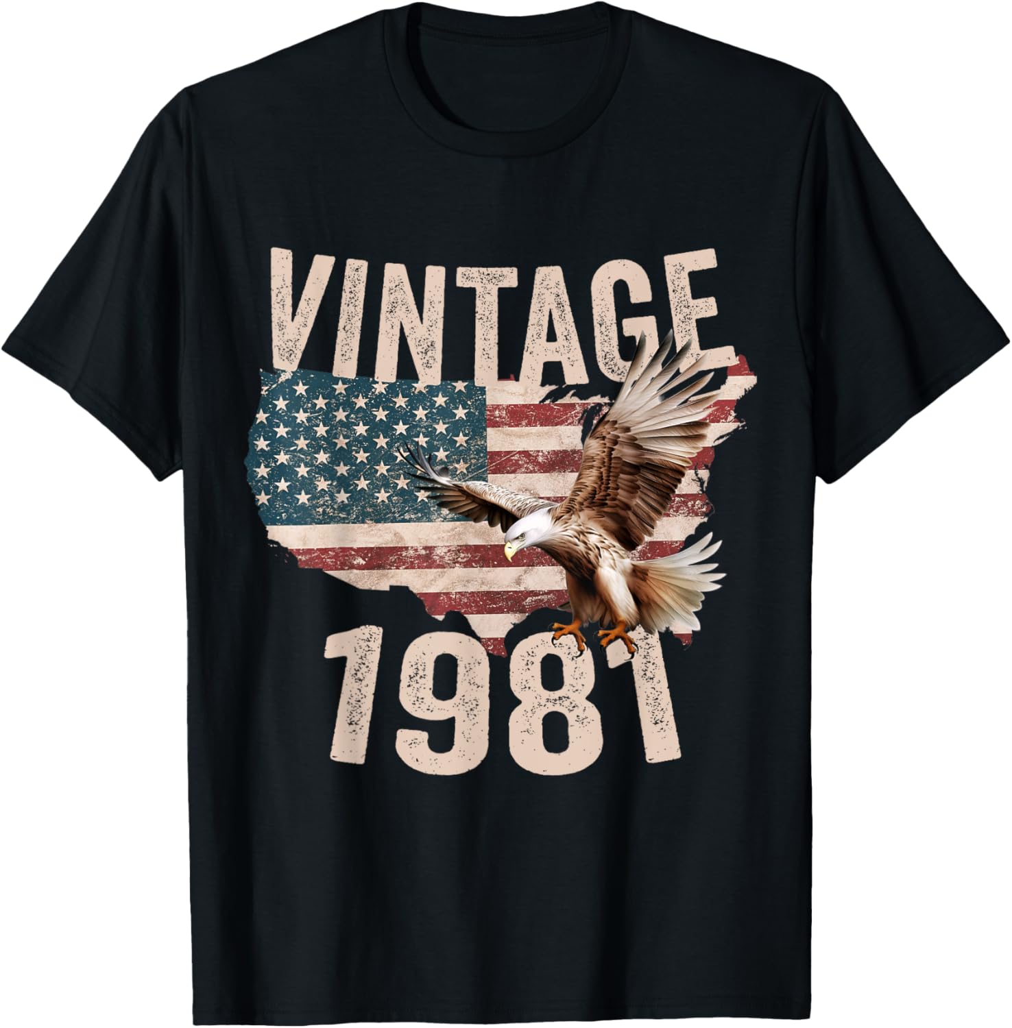 Vintage 1981 Bald Eagle American Flag Country