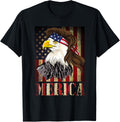 Patriotic Eagle 4th of July American Flag T-Shirt for Women Kids Men