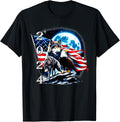 2024 New Years Wolves Bald Eagle American Flag Full Moon T-Shirt for Women Kids Men