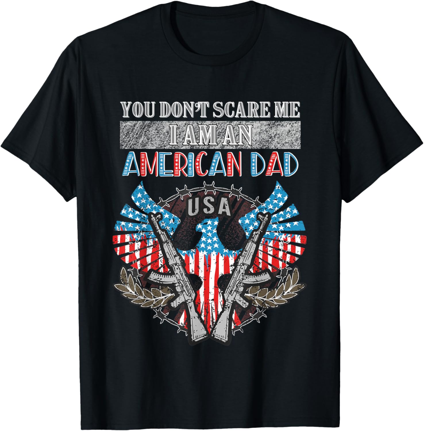 Mens Funny American Patriot Dad Freedom Eagle USA Flag