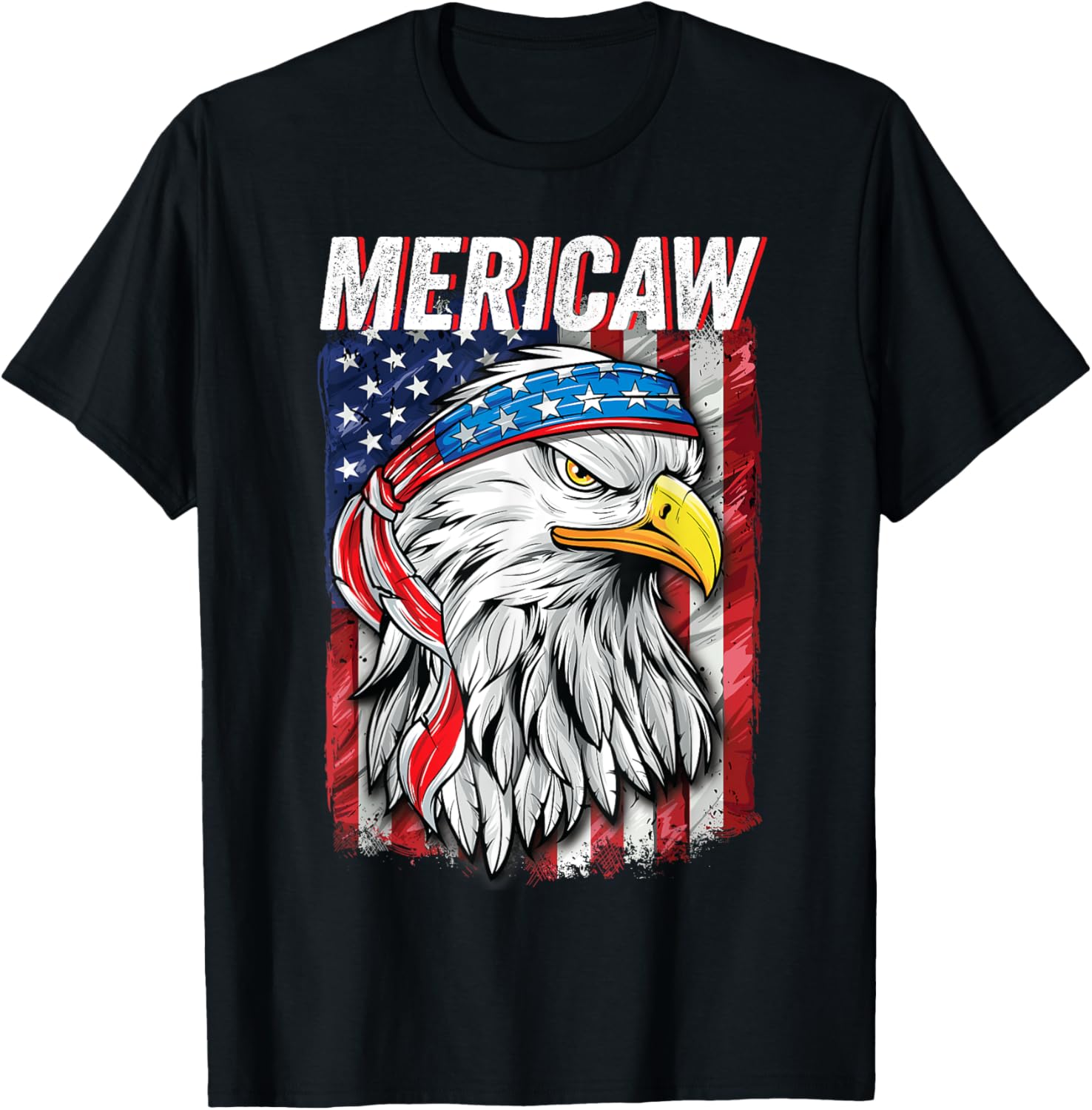 Merica Shirt 4th of July American Flag Patriotic Bald Eagle T-Shirt for Women Kids Men