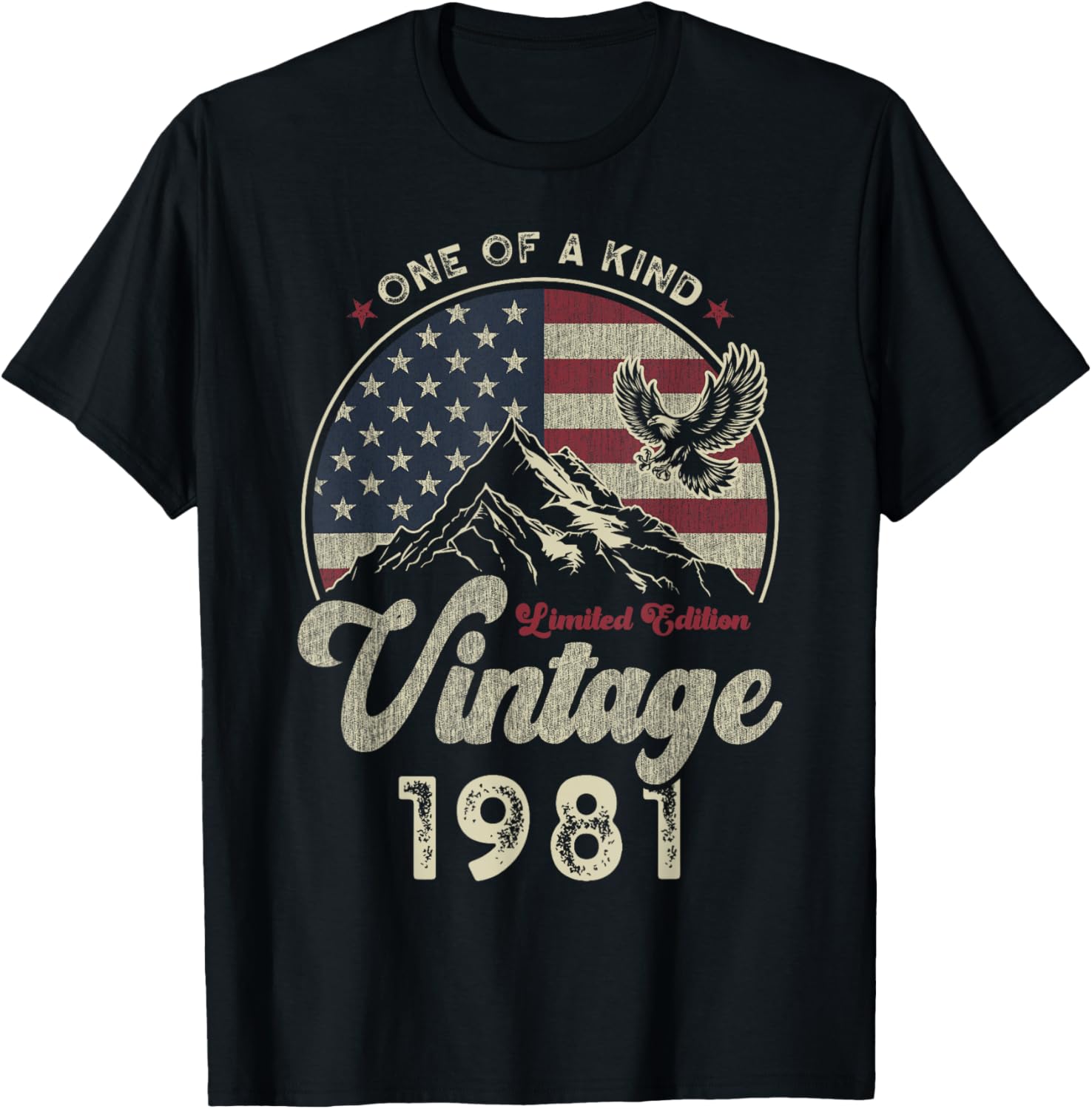 Vintage 1981 American Flag 44th Birthday Patriotic Eagle