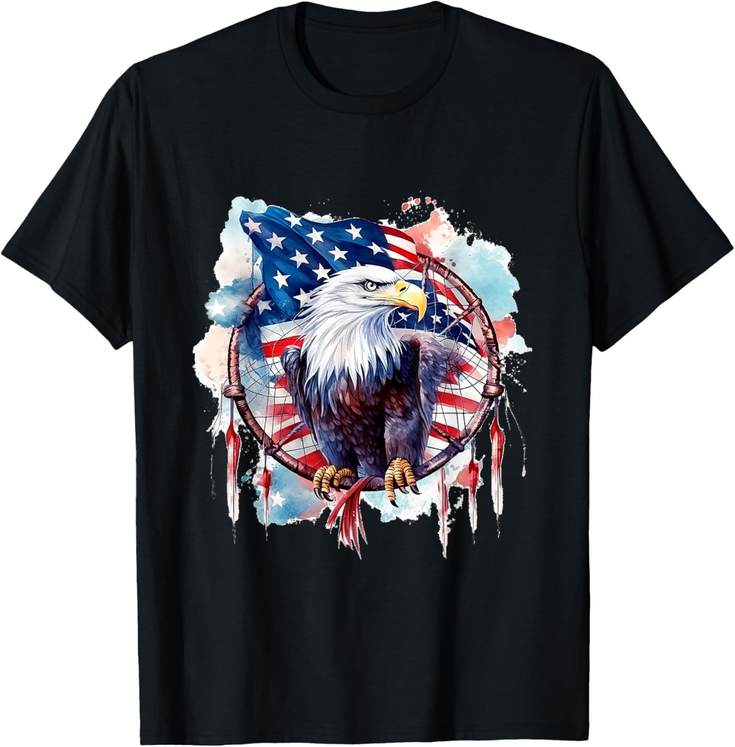 eagle with american flag and dreamcatcher
