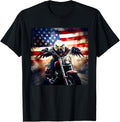 New Years Bald Eagle Riding Motorcycle American Flag Eagle Women Kids Men