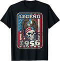 Birthday Legend 1956 Bald Eagle Skull American Flag USA T-Shirt for Women Kids Men