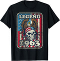 Birthday Legend 1963 Bald Eagle Skull American Flag USA T-Shirt for Women Kids Men