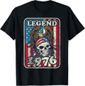 Birthday Legend 1976 Bald Eagle Skull American Flag USA