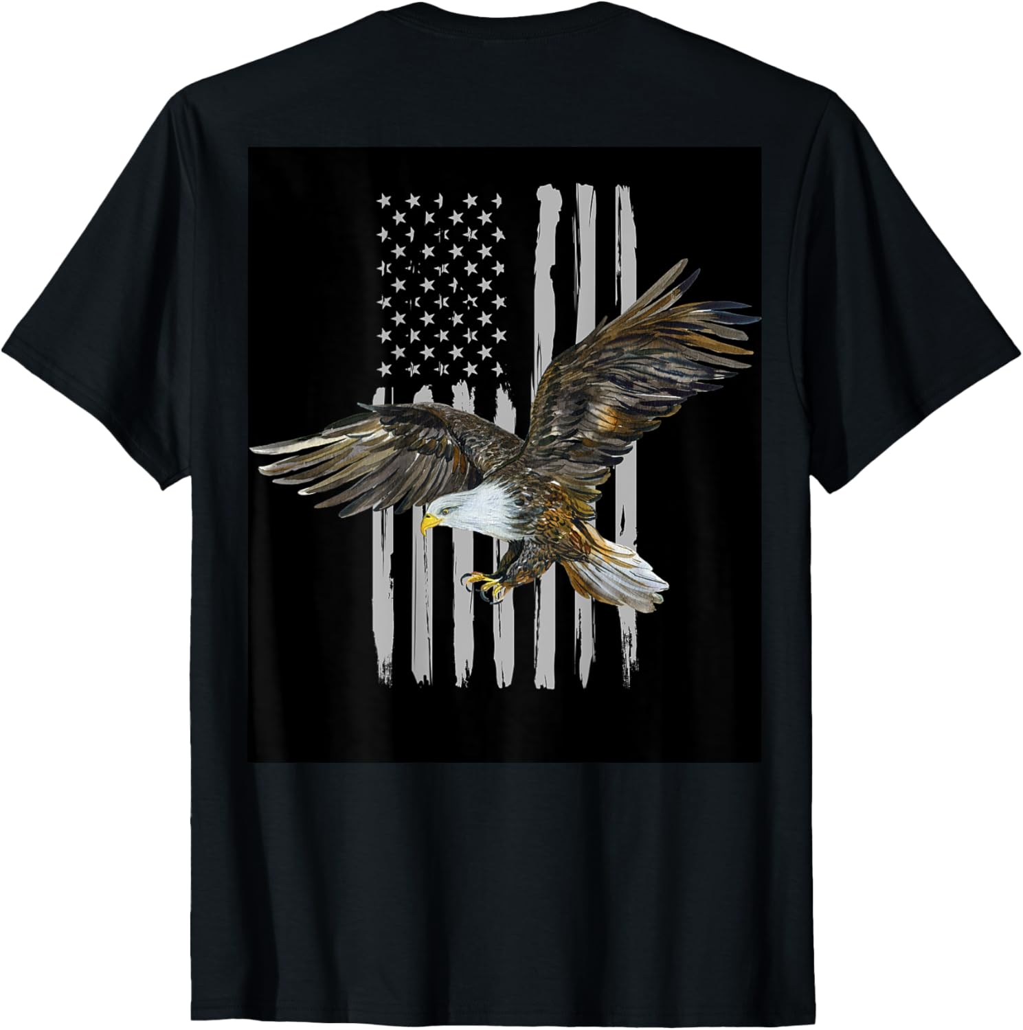 4th Of July USA American Flag and Eagle Graphic Black T-Shirt for Women Kids Men
