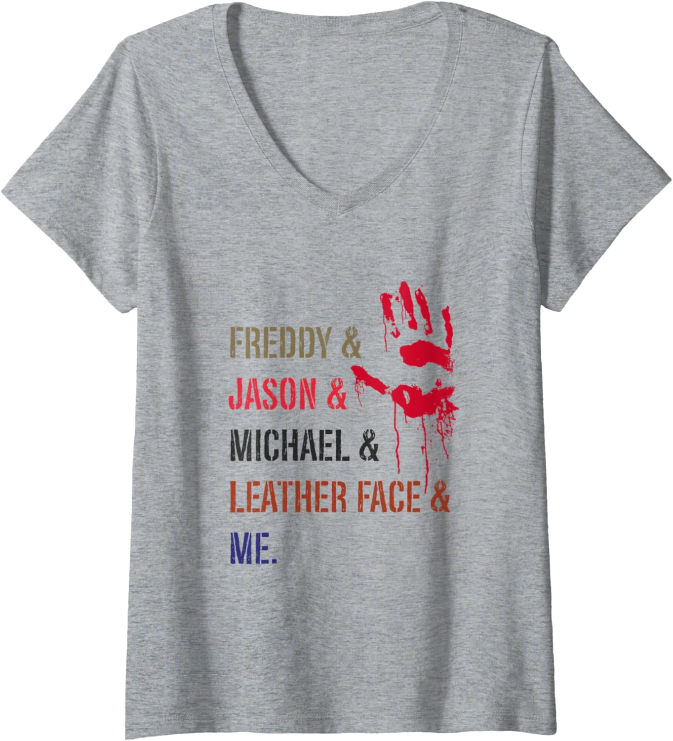 Womens Halloween Michael and Friends Shirt Spooky Holiday Legends V-Neck