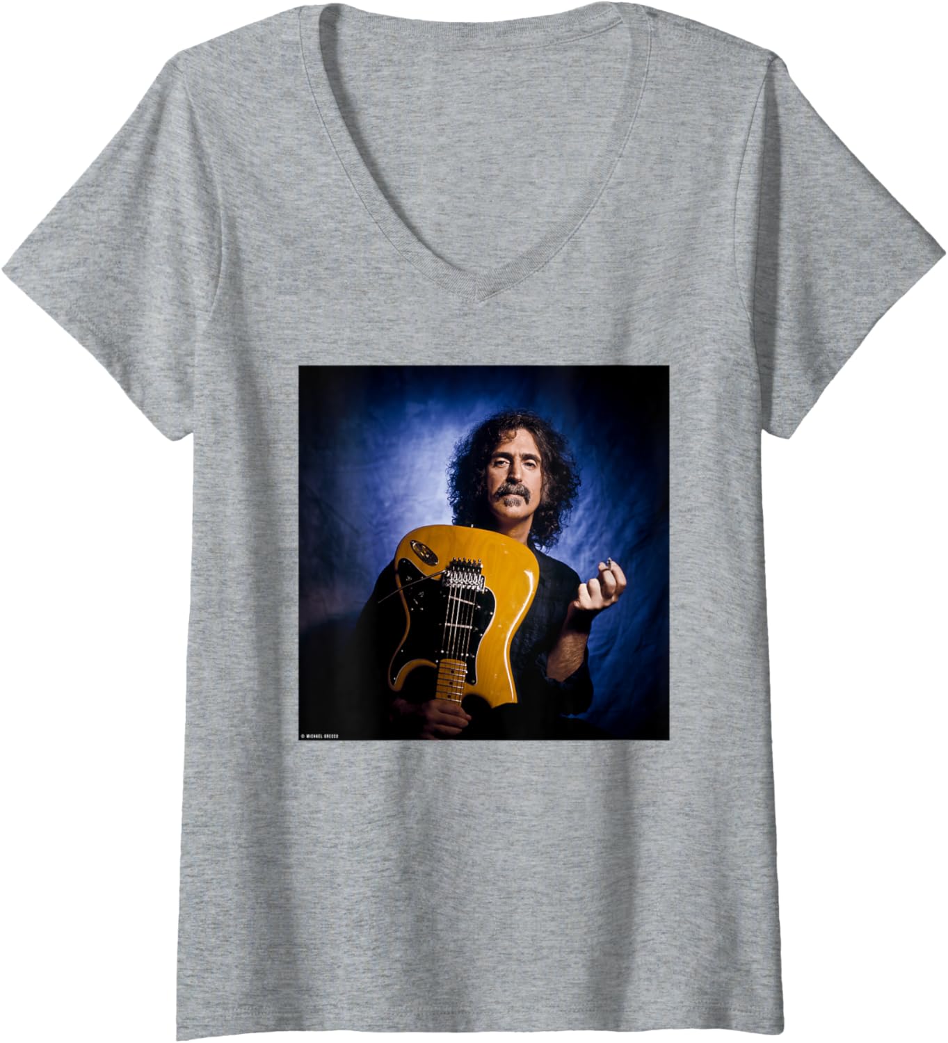 Womens Frank Zappa & Guitar LA Portrait by Michael Grecco V-Neck