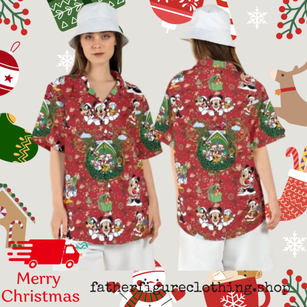 Christmas Cruise Mickey Friends Hawaiian Merrytime Aloha Cruise Shirt