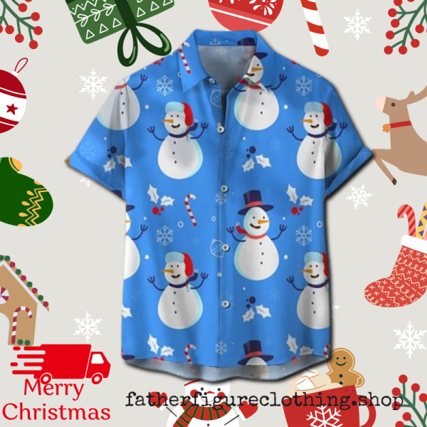 Christmas Delight Snowman Unisex Hawaiian Comfort Festive Tee