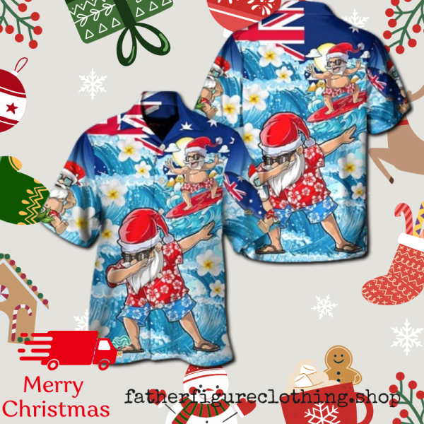Christmas In July Santa Dab Mele Kalikimaka Hawaiian Shirt For Dads