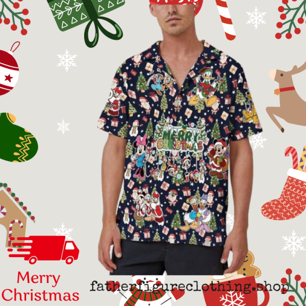Disney Mickey Friends Epcot Hawaiian Christmas Shirt