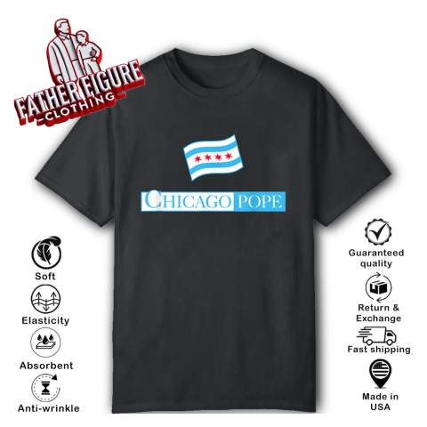 Chicago Pope Leo Xiv With Chicago Flag T Shirt