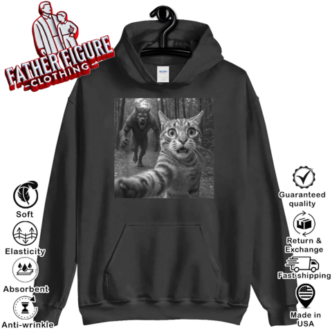Cat Selfie Werewolf Chase Scary Monster Hoodie