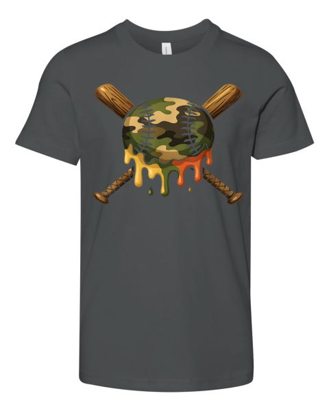 Baseball Drip Camo Baseball Bats Premium Youth T Shirt