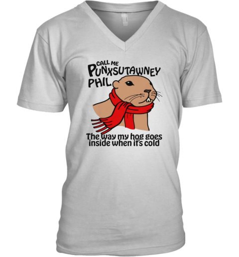 Call Me Punxsutawney Phil The Way My Hog Goes Inside When It039S Cold V Neck T Shirt