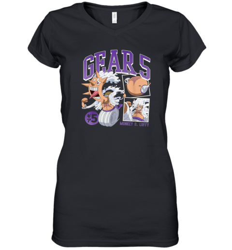 Anime Monkey D Luffy Gear 5 Poses Women039S V Neck T Shirt