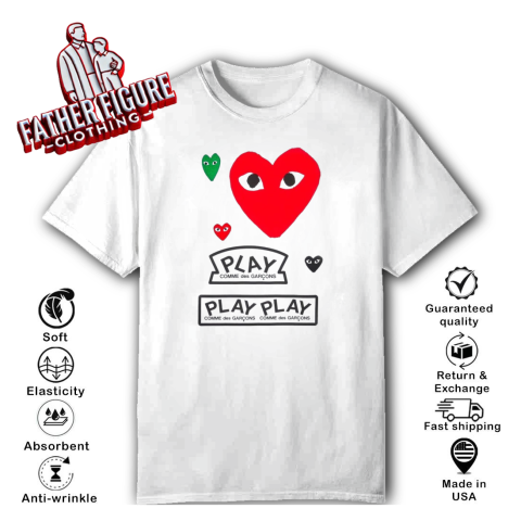 Cdg Play Logo With Red Heart T Shirt
