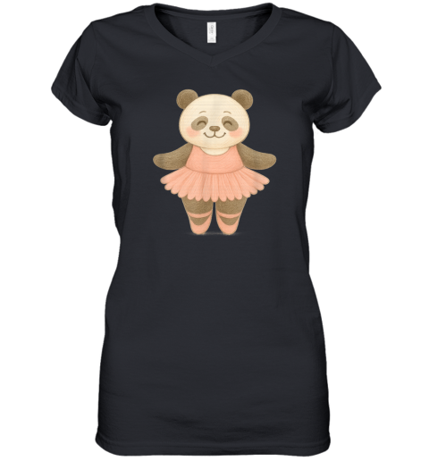Adorable Ballerina Panda Women039S V Neck T Shirt