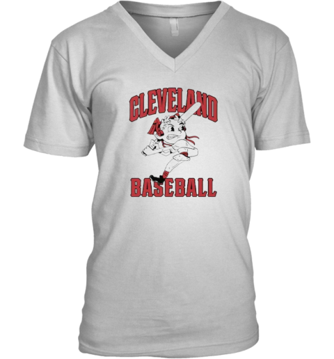 Cleveland Baseball Chief Wahoo Inspired V Neck T Shirt